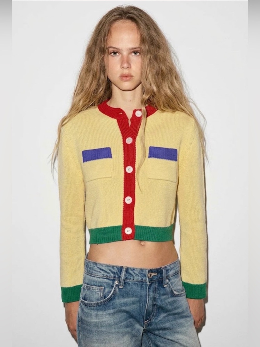 NWT Zara Woman COLOR BLOCK CARDIGAN Sweater Top Size M Medium